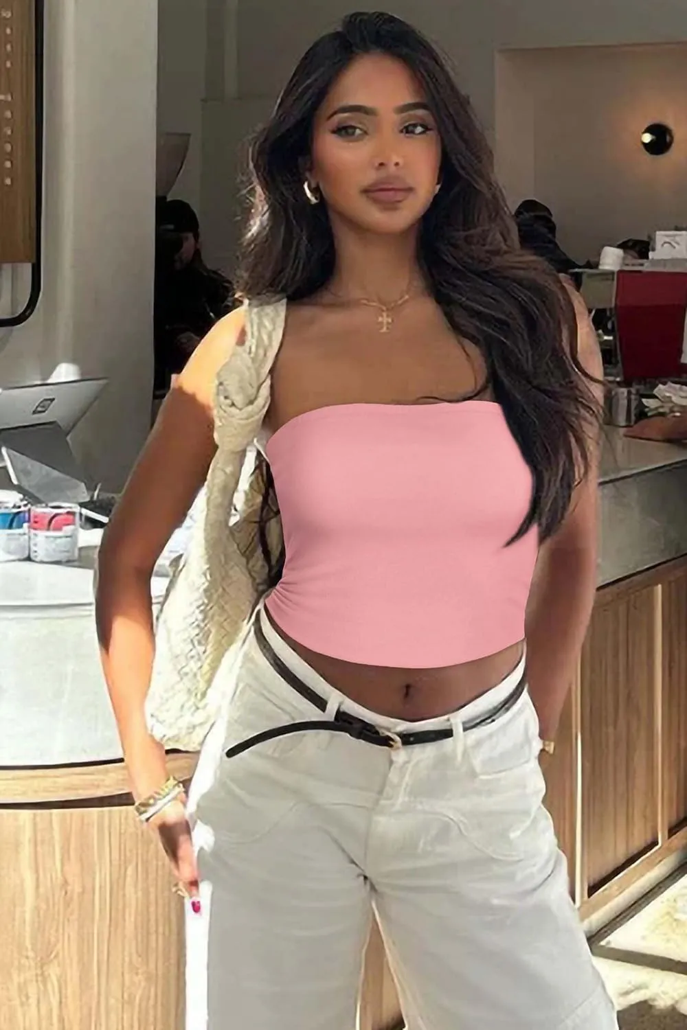 Women Tube Tops Strapless Shirt Summer Outfits Bandeau Basic Crop Top Y2k Going Out