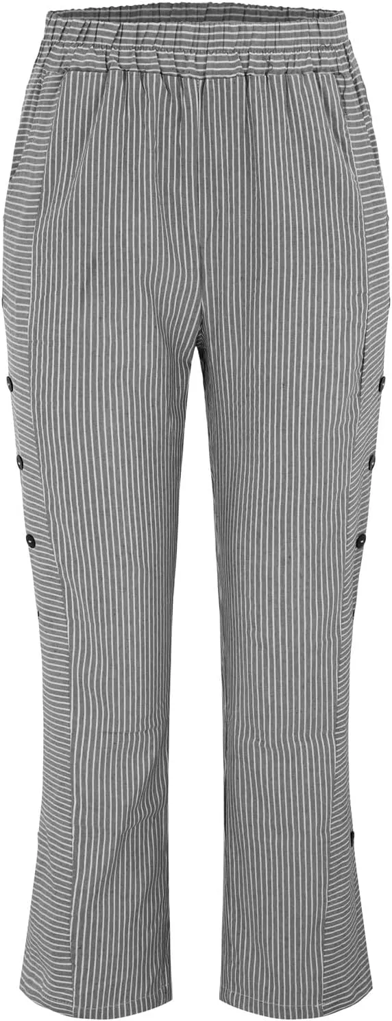 Womens Linen Cotton Blend Striped Pants Shorts Summer 2025 Casual Dressy High Waisted with Drawstring Waist Lightweight