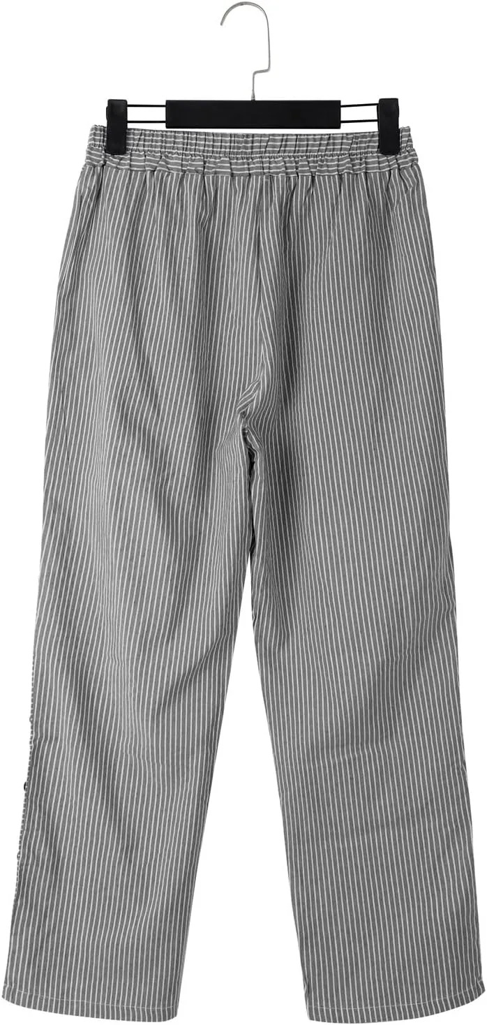 Womens Linen Cotton Blend Striped Pants Shorts Summer 2025 Casual Dressy High Waisted with Drawstring Waist Lightweight