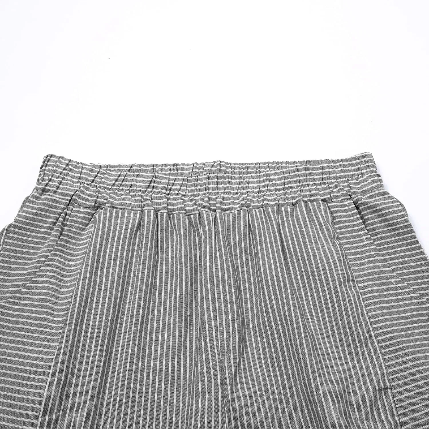 Womens Linen Cotton Blend Striped Pants Shorts Summer 2025 Casual Dressy High Waisted with Drawstring Waist Lightweight