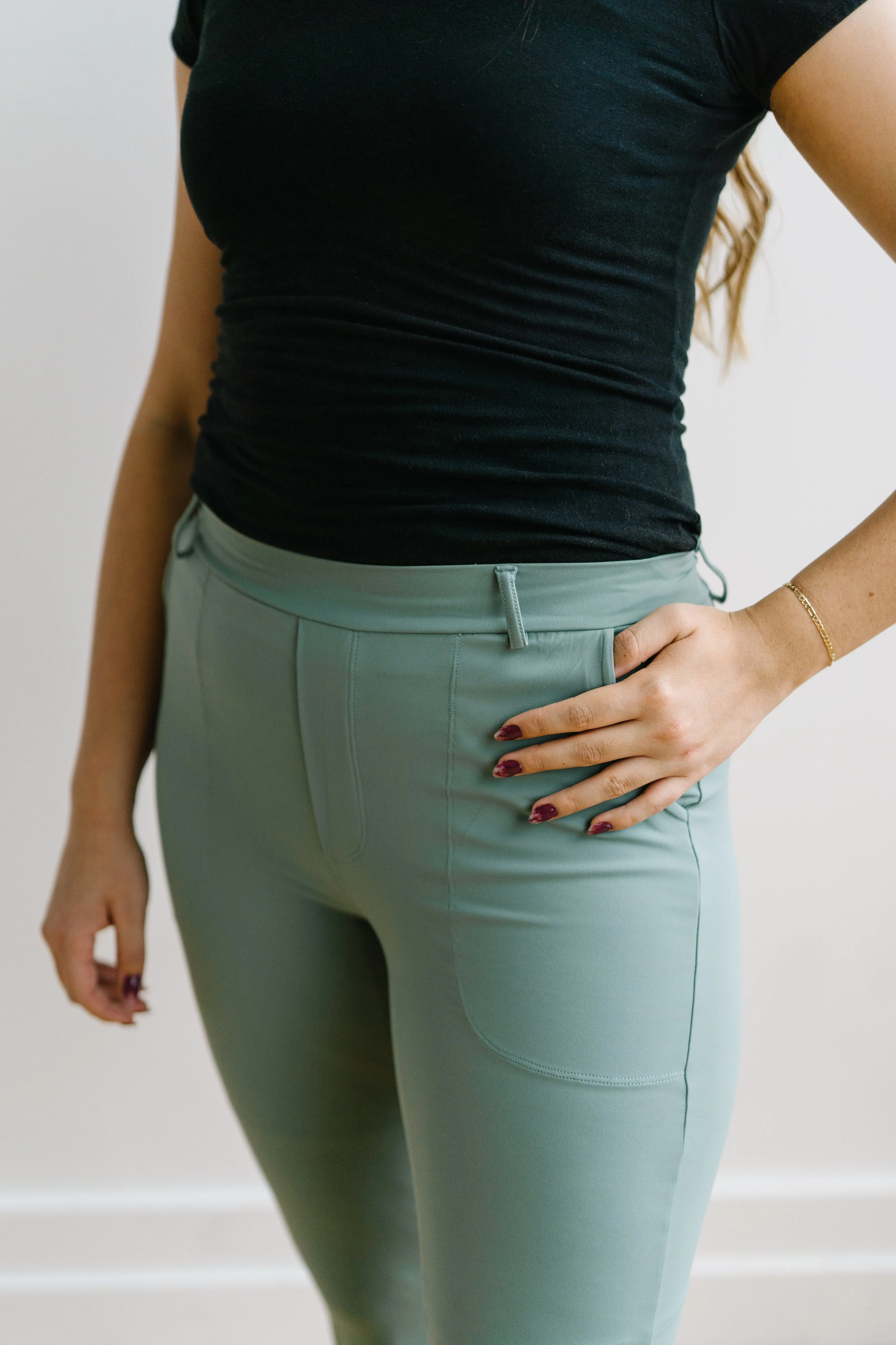 Work Hard Play Hard Trousers - Sage | MT LUXE