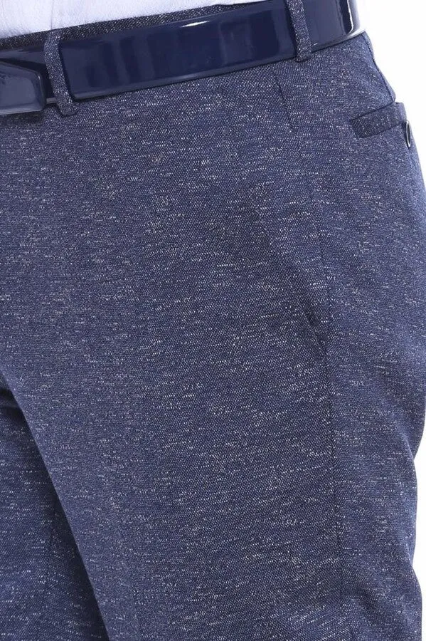 WSS Patterned Navy Blue Men Trousers  - Singen