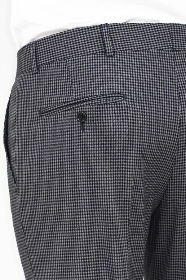 WSS Patterned Slim Fit Dark Grey Men Pants  - Singen
