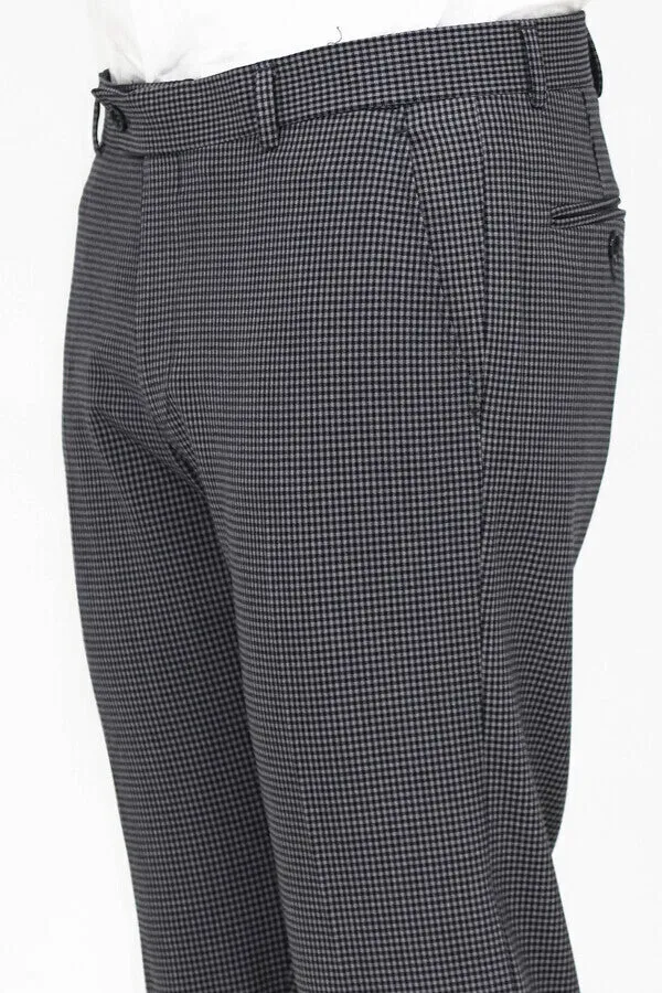 WSS Patterned Slim Fit Dark Grey Men Pants  - Singen