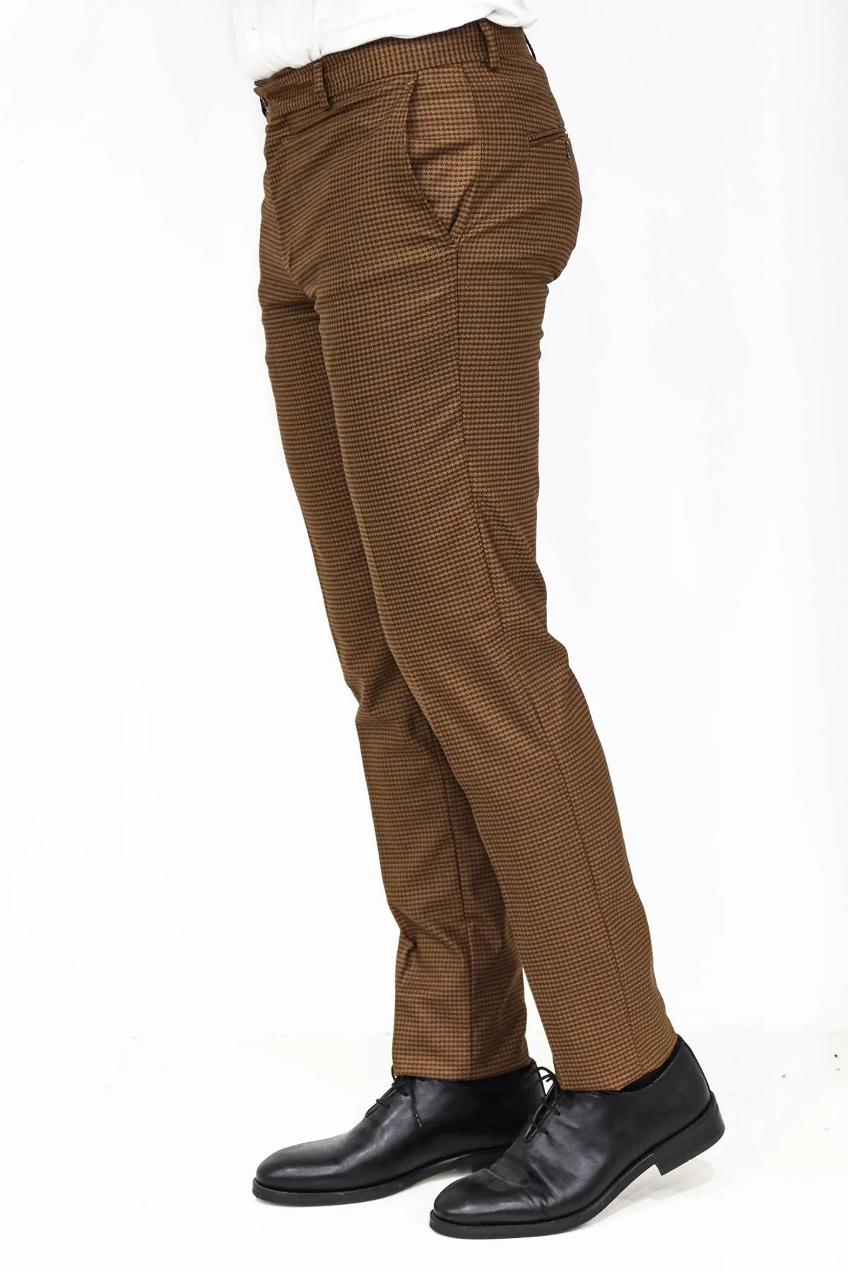 WSS Slim Fit Patterned Brown Men Pants  - Singen