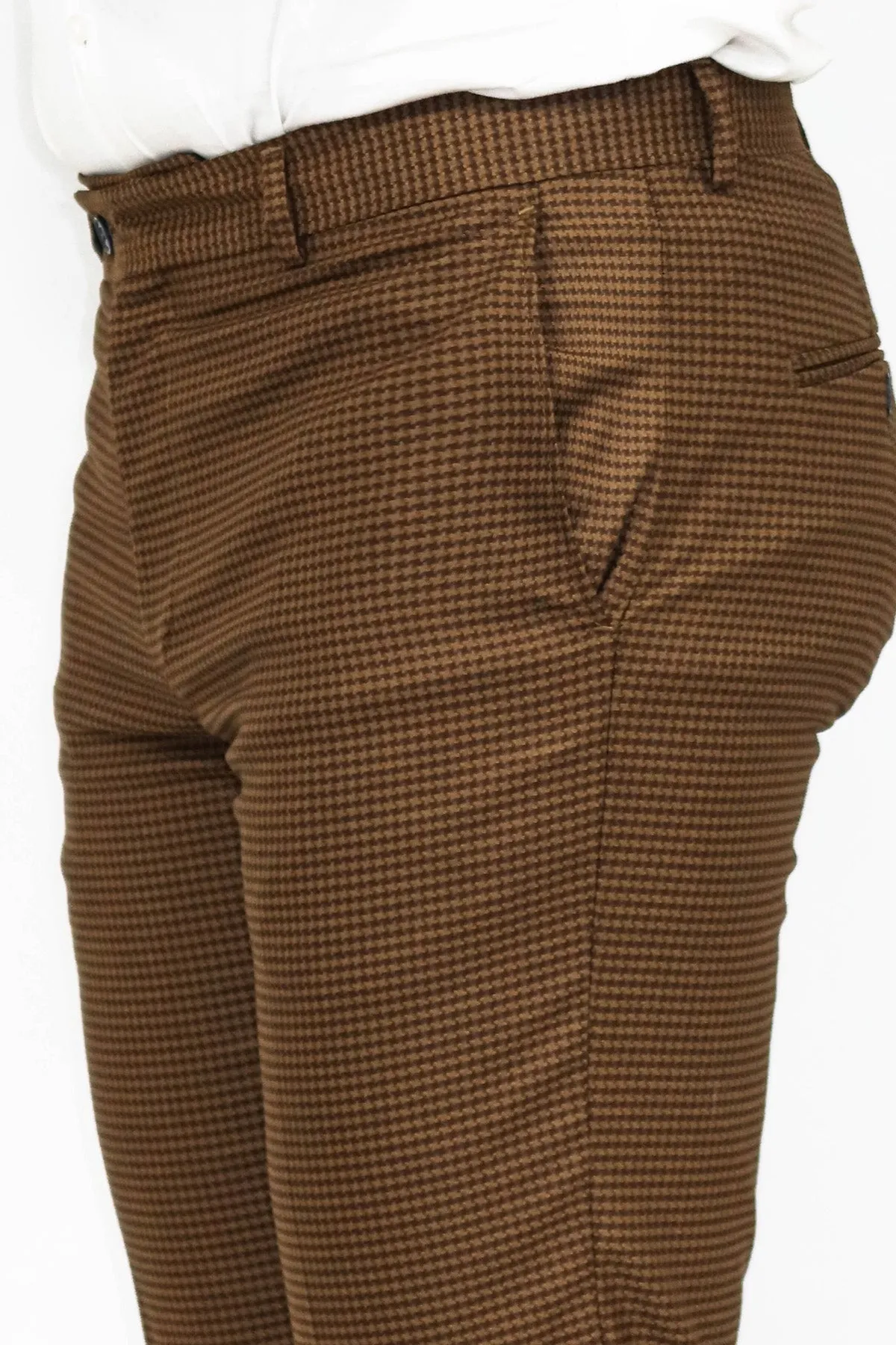 WSS Slim Fit Patterned Brown Men Pants  - Singen