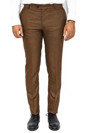WSS Slim Fit Patterned Brown Men Pants  - Singen