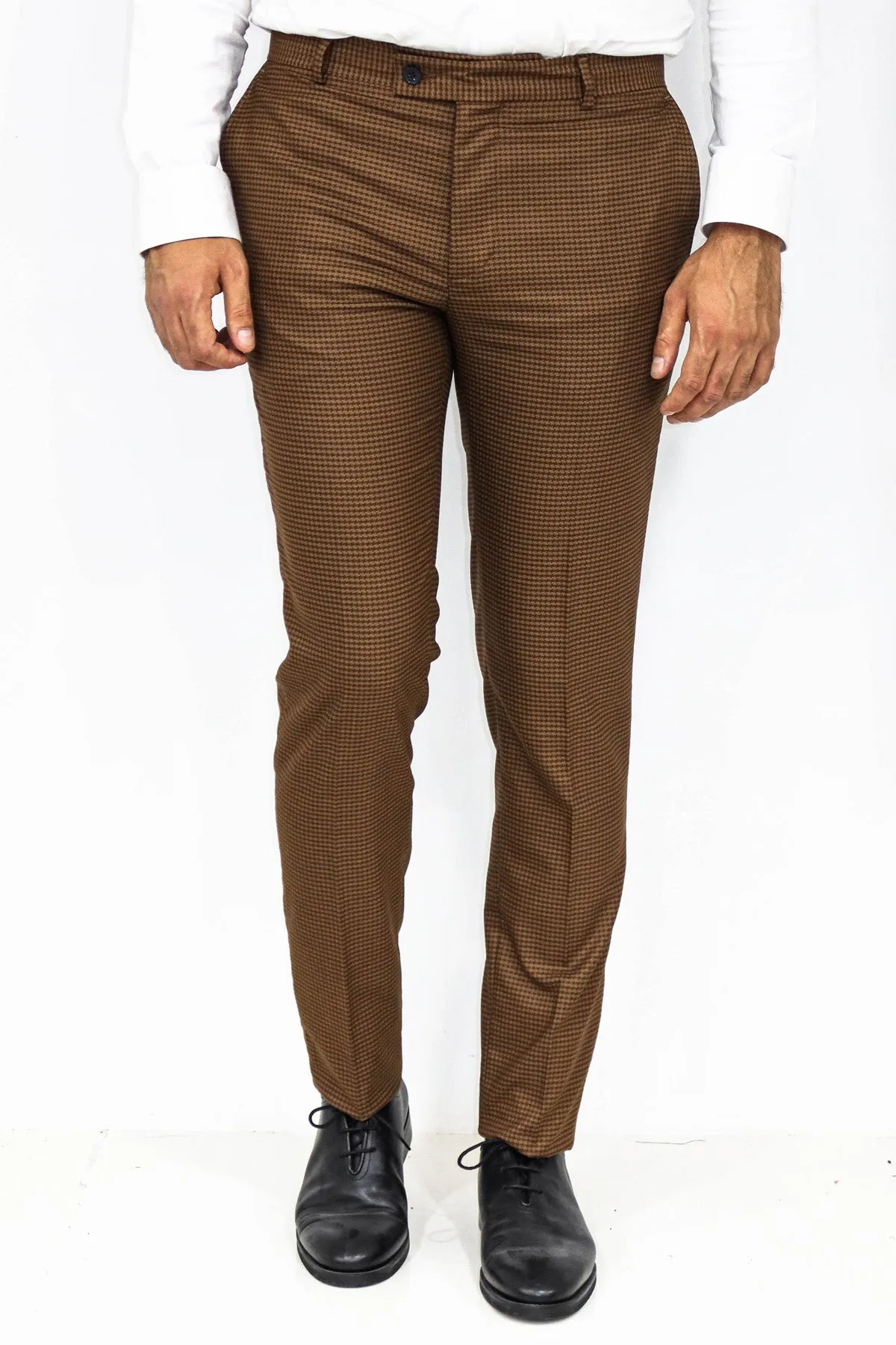 WSS Slim Fit Patterned Brown Men Pants  - Singen